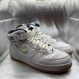 Size 13 Nike Air Force 1 Mid QS NYC Yankees Mens White Sneaker Shoes DH5622-100